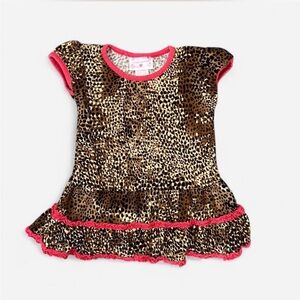 TeddyBoom Leopard Print Dress with Hot Pink Trim